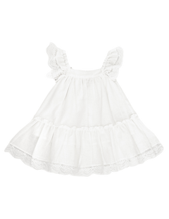 Areta Linen Dress - White - Front