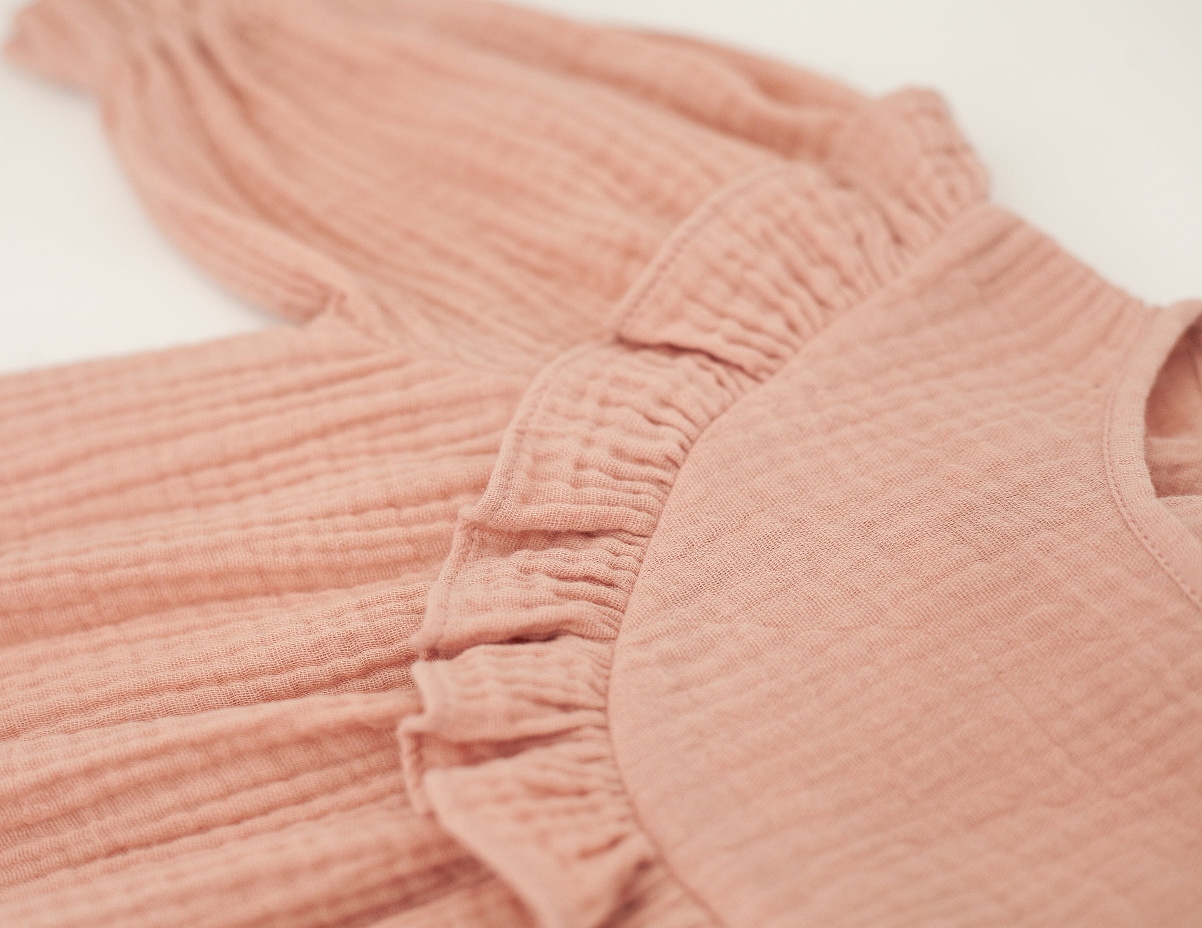 Aroha Muslin Dress - Peach - Closeup