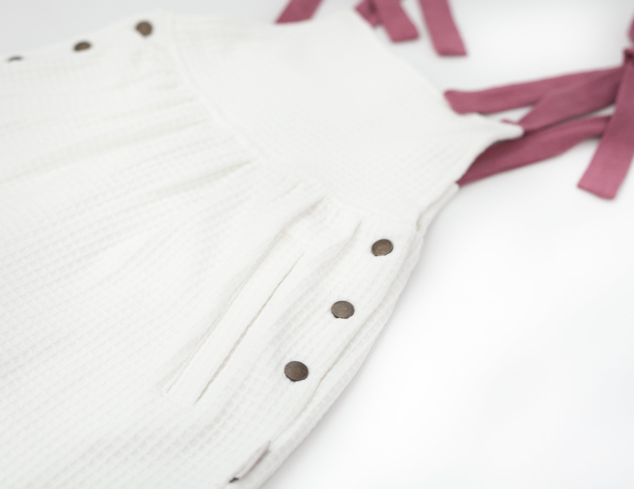 Aura Waffle Overall - White - Closeup