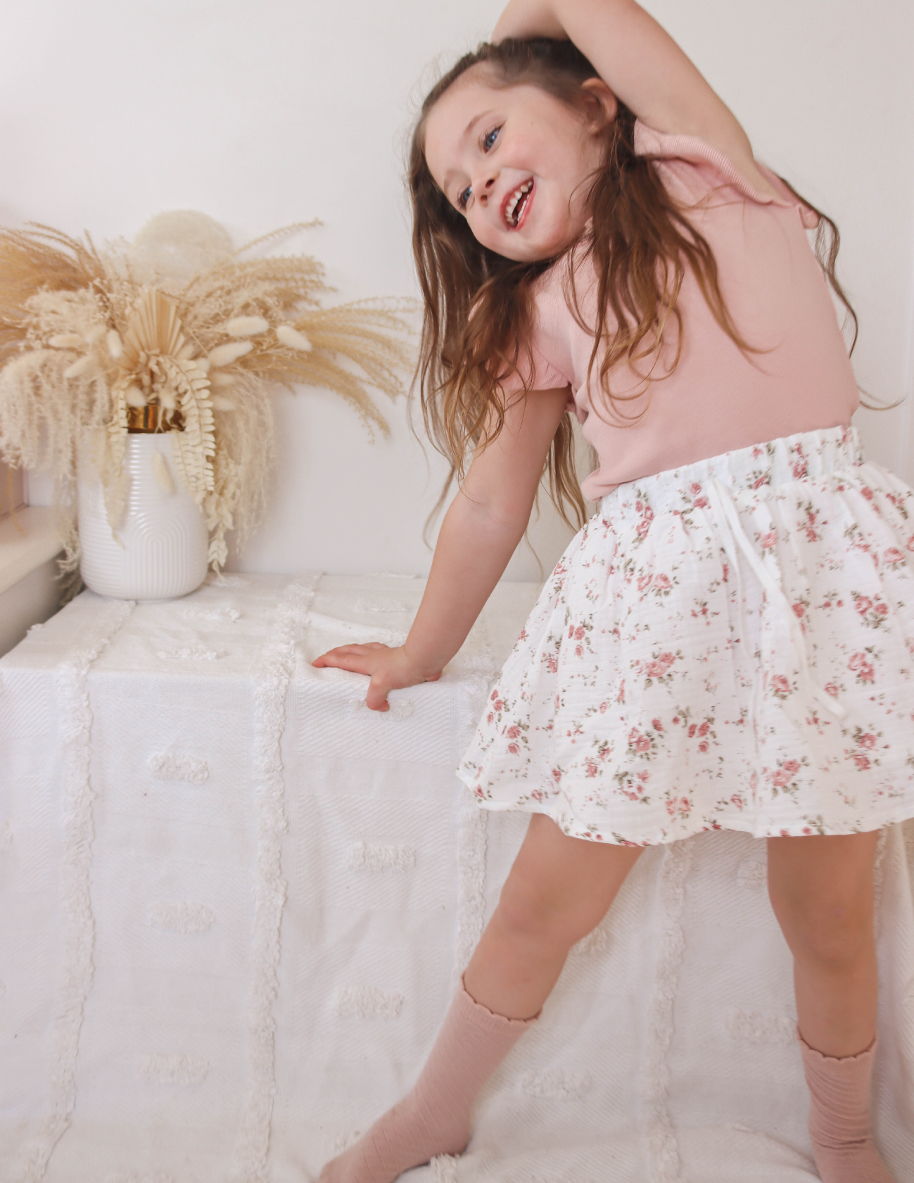 Karibou - Girls Keira Ribbed Flutter Sleeve Top - Blush