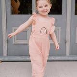 Rainbow Muslin Overall - Blush