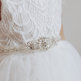 Sparkle Princess Rhinestone Sash - White