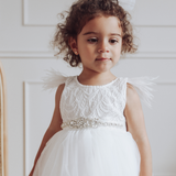 Sparkle Princess Rhinestone Sash - White