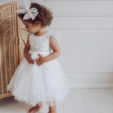 Sparkle Princess Rhinestone Sash - White