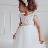 Sparkle Princess Rhinestone Sash - White