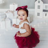 Oversized Bow Velour Baby Headband - Cherry Red