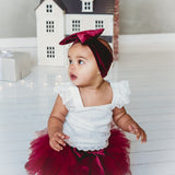 Oversized Bow Velour Baby Headband - Cherry Red