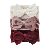 Oversized Bow Velour Baby Headband - Cherry Red