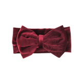 Oversized Bow Velour Baby Headband - Cherry Red