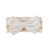 Oversized Bow Velour Baby Headband - Cream