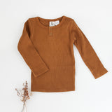 Willow Long Sleeve Henley Cotton Top - Antique Gold