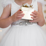Sparkle Princess Rhinestone Sash - White