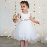Sparkle Princess Rhinestone Sash - White