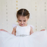 Sparkle Princess Rhinestone Sash - White