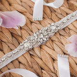 Sparkle Princess Rhinestone Sash - White