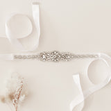 Sparkle Princess Rhinestone Sash - White