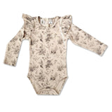 Lilly Organic Cotton Bodysuit - Vintage Floral Beige