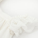 Areta Linen Dress - White - Closeup Trim