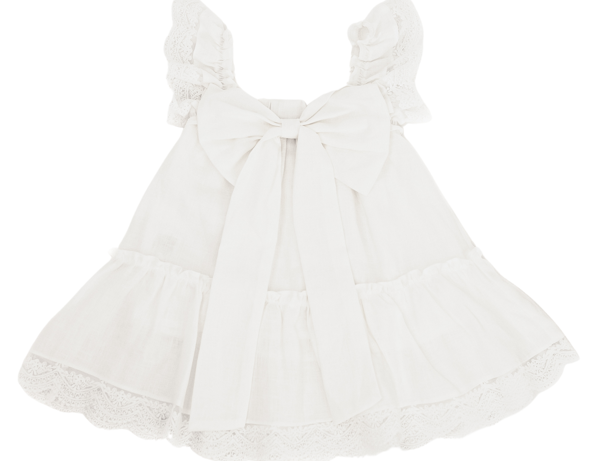 Areta Linen Dress - White - Back