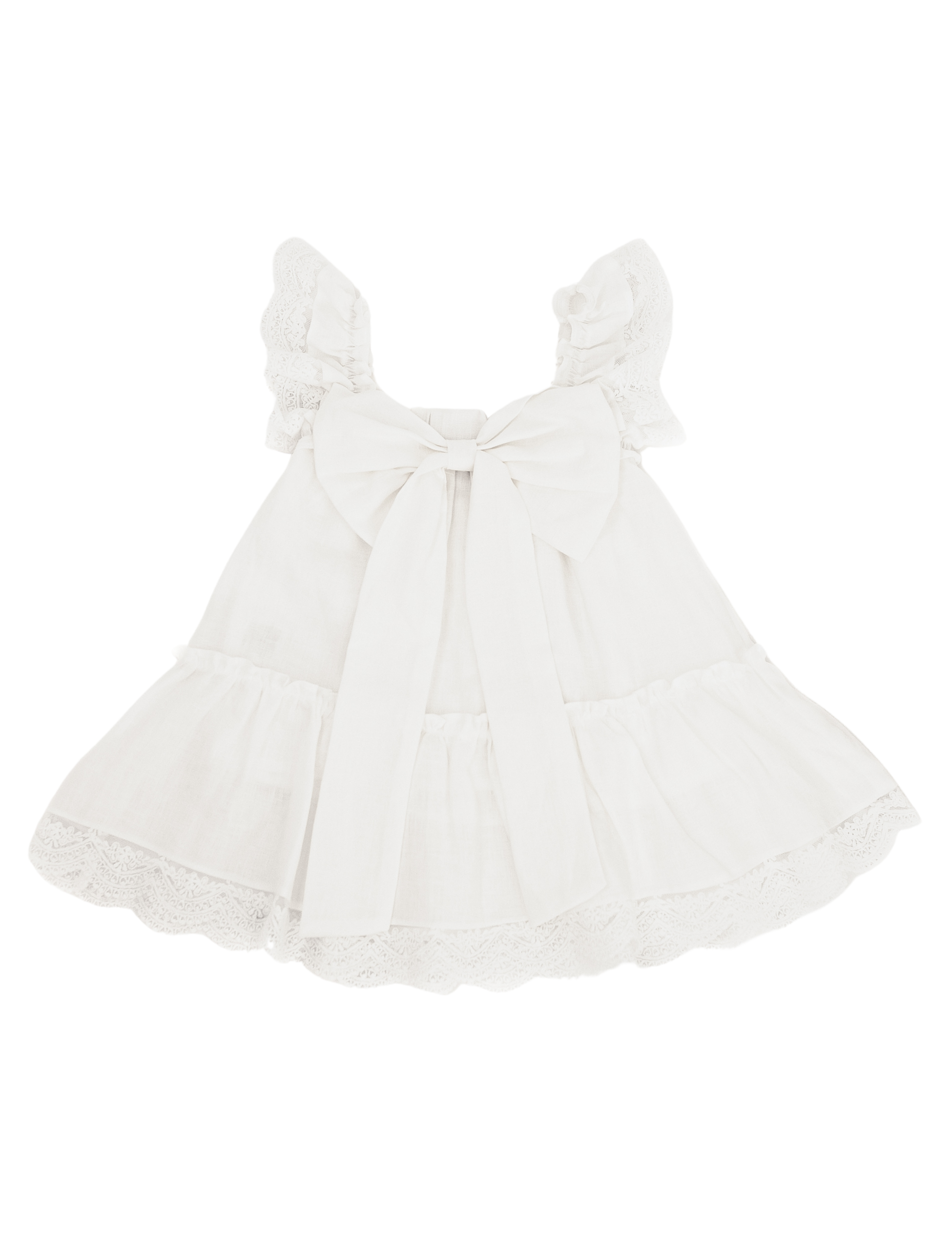 Areta Linen Dress - White - Back