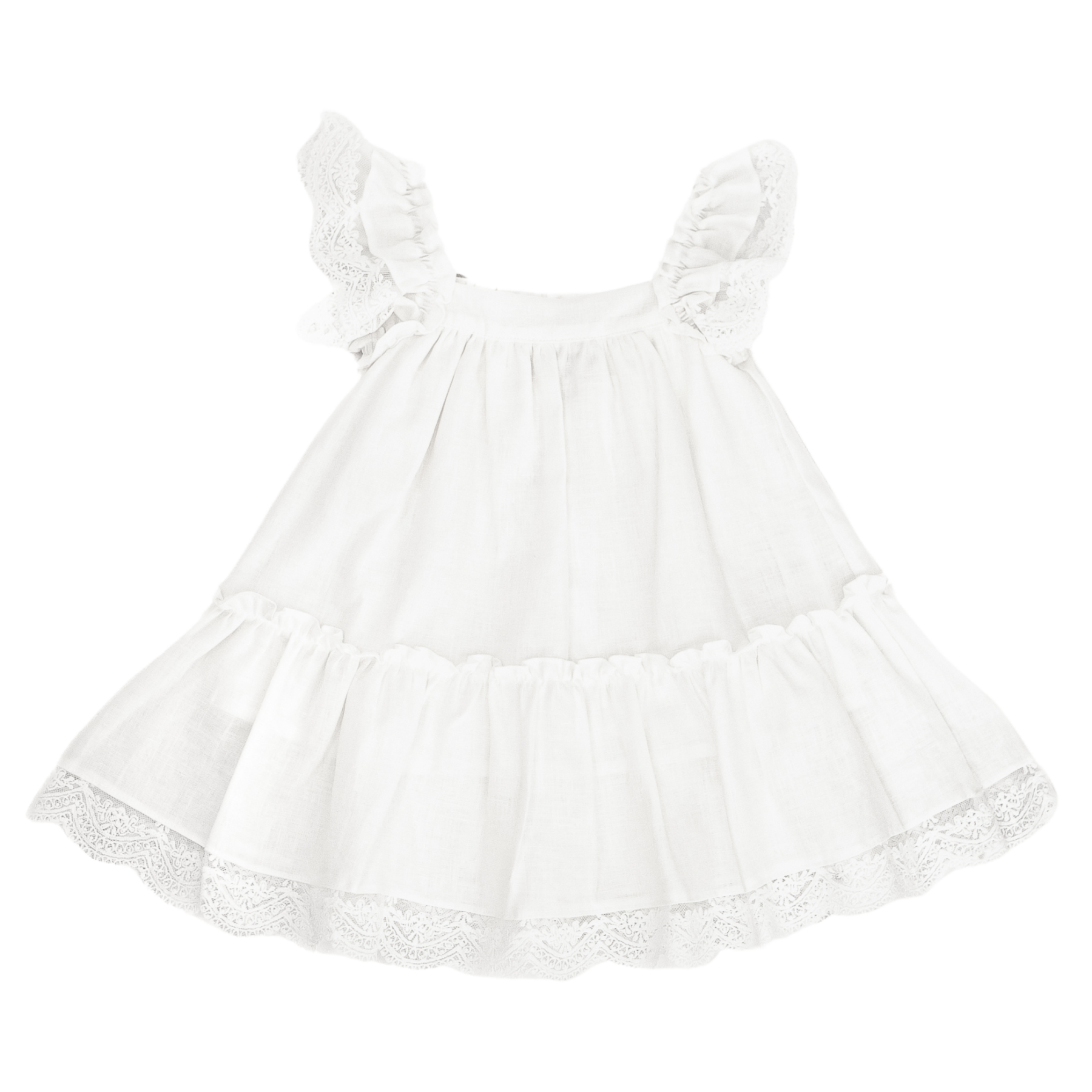 Areta Linen Dress - White - Front