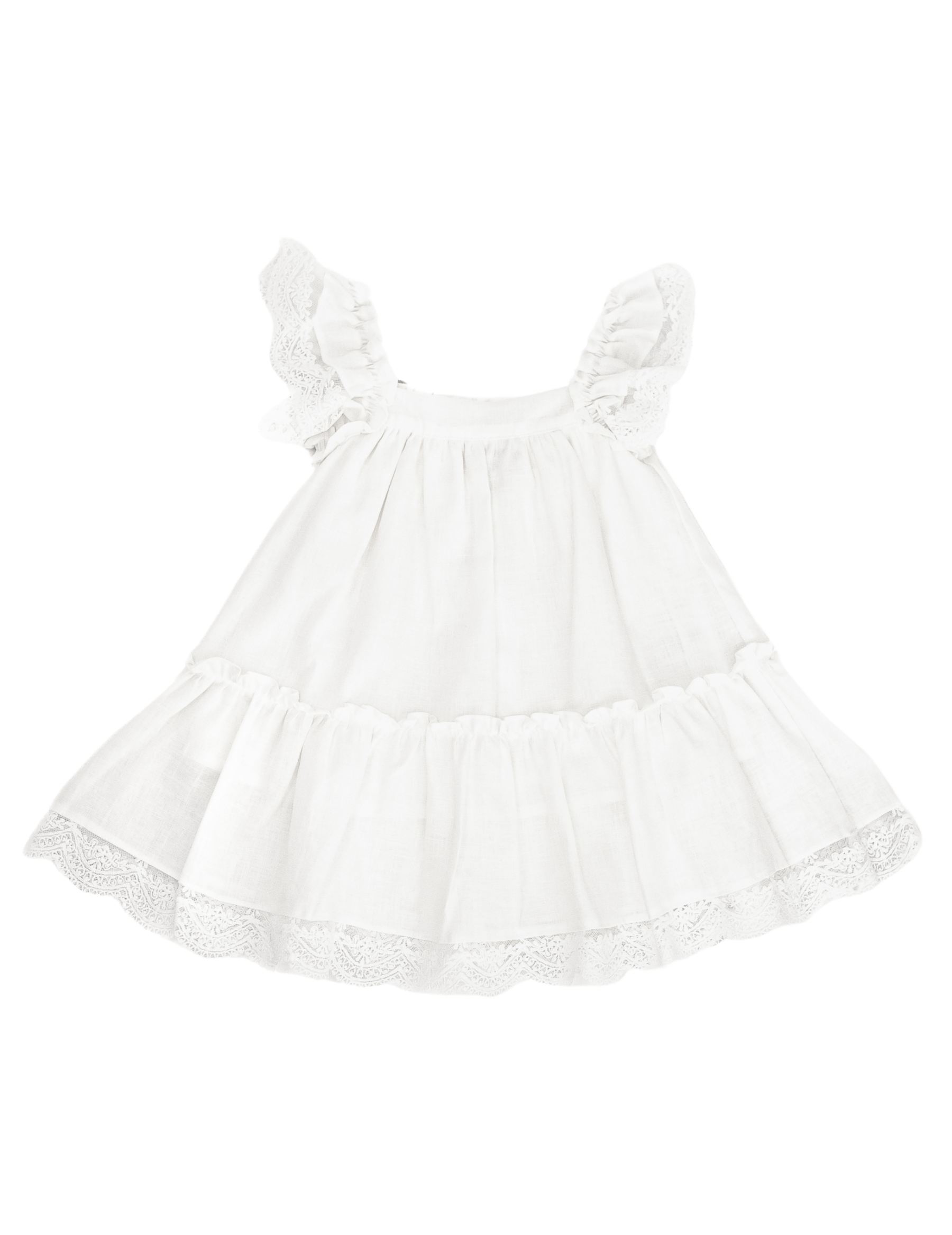 Areta Linen Dress - White - Front
