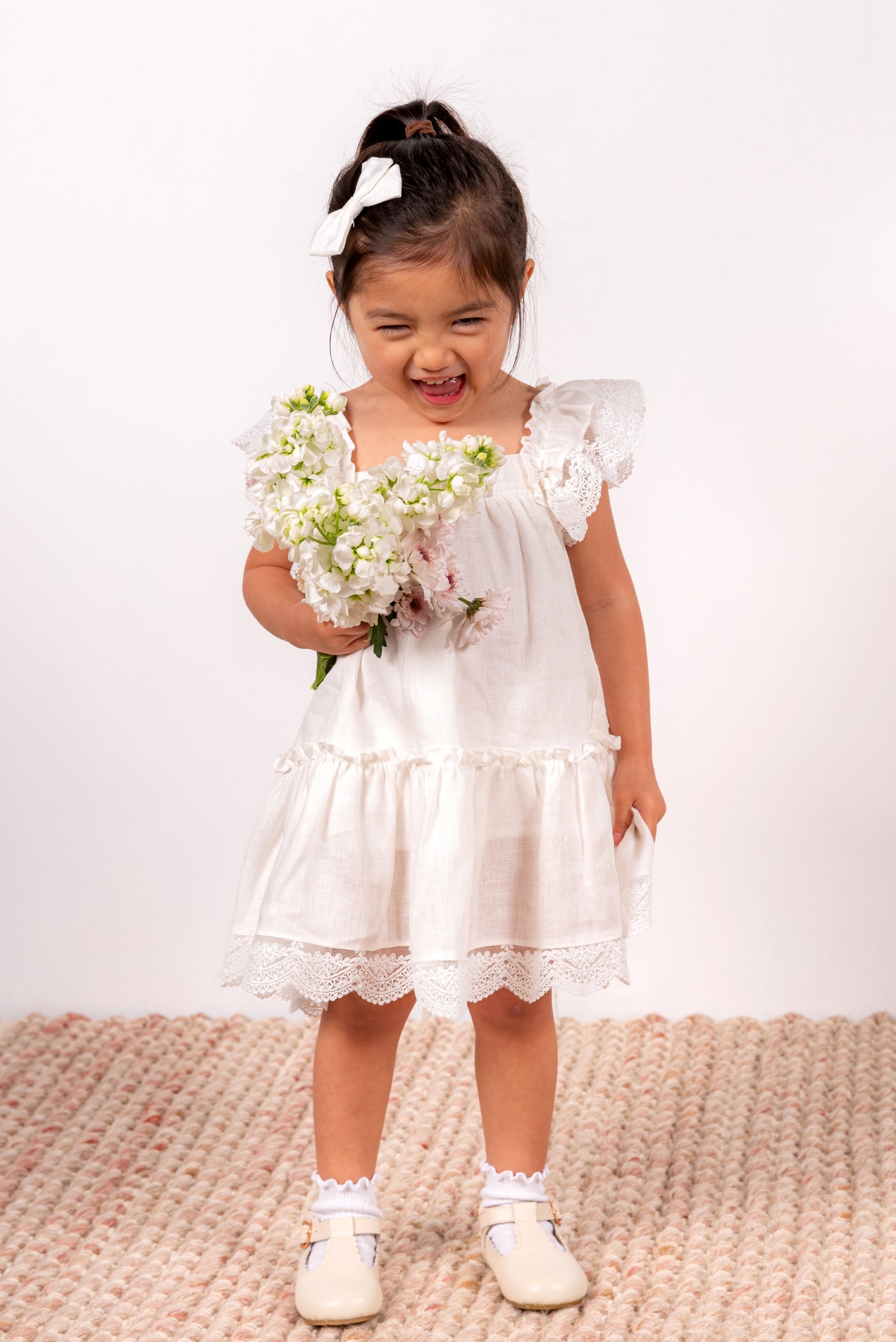 Areta Linen Dress - White