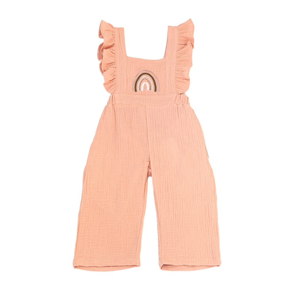 Rainbow Muslin Overall - Blush