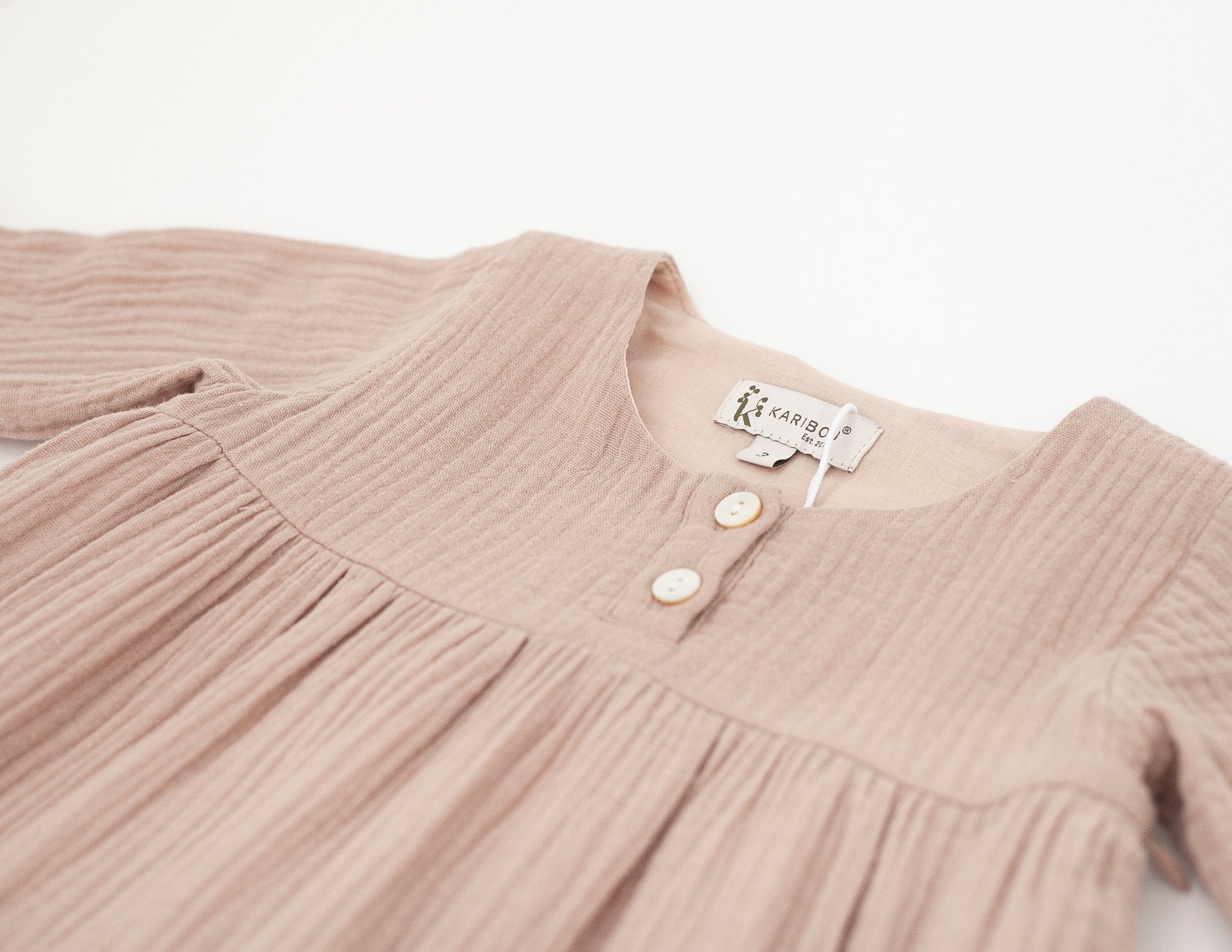 Stella Muslin Dress - Mushroom - Closeup