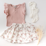 Karibou - Girls Keira Ribbed Flutter Sleeve Top - Blush