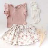 Karibou - Girls Keira Ribbed Flutter Sleeve Top - Blush