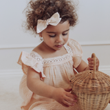 Skylah Pinwheel Linen Bow - Cookie Dough