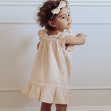 Skylah Pinwheel Linen Bow - Cookie Dough
