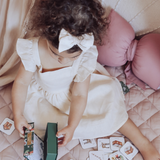 Skylah Pinwheel Linen Bow - Cookie Dough