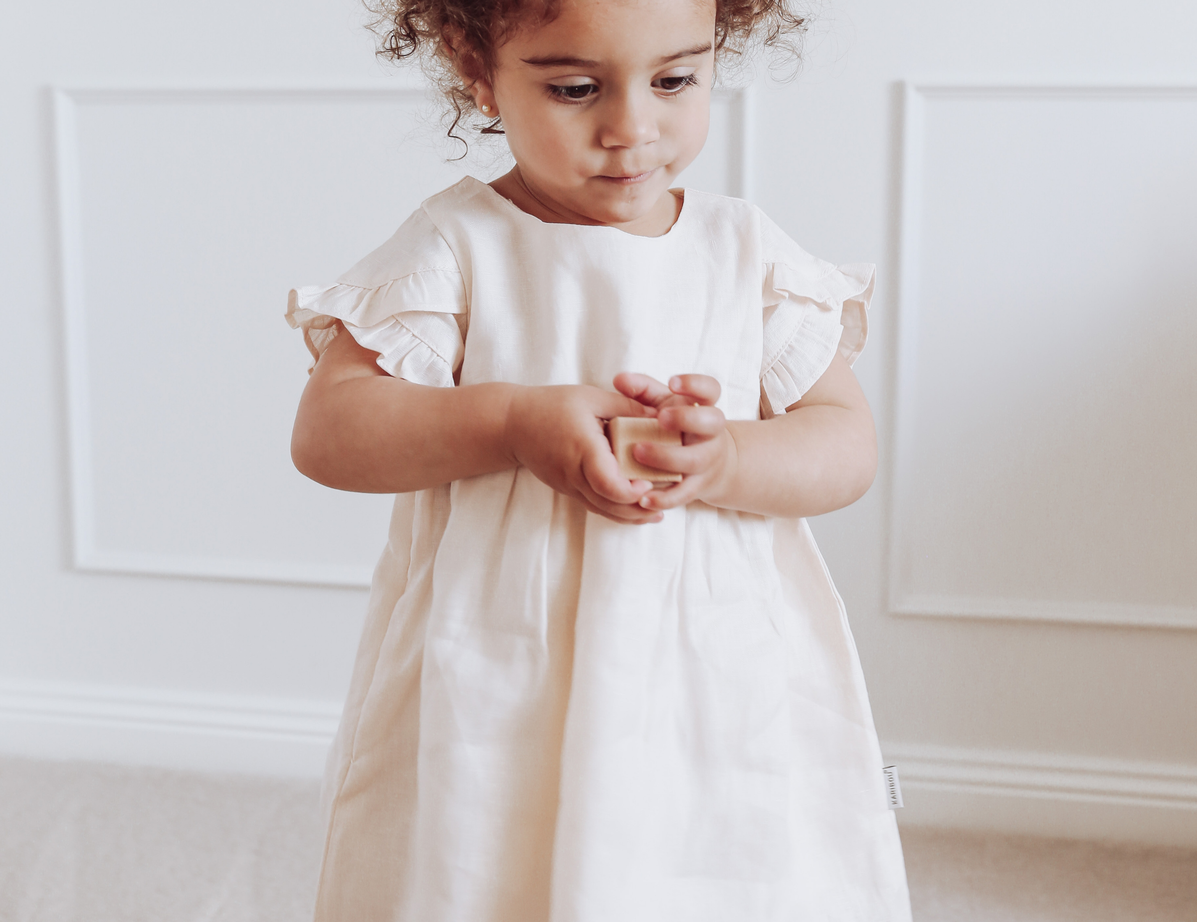 Ella Baby Girl Linen Dress Cookie Dough