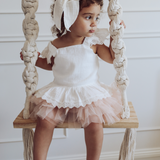 Bella Winged Muslin Peplum Top - White