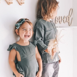 Liliana Baby Girl Muslin Playsuit - Dusty Pine