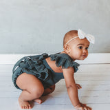 Liliana Baby Girl Muslin Playsuit - Dusty Pine