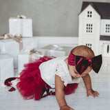 Oversized Bow Velour Baby Headband - Cherry Red