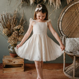 Skylah Pinwheel Linen Bow - Cookie Dough