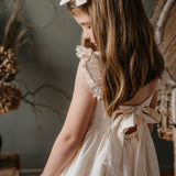 Skylah Pinwheel Linen Bow - Cookie Dough