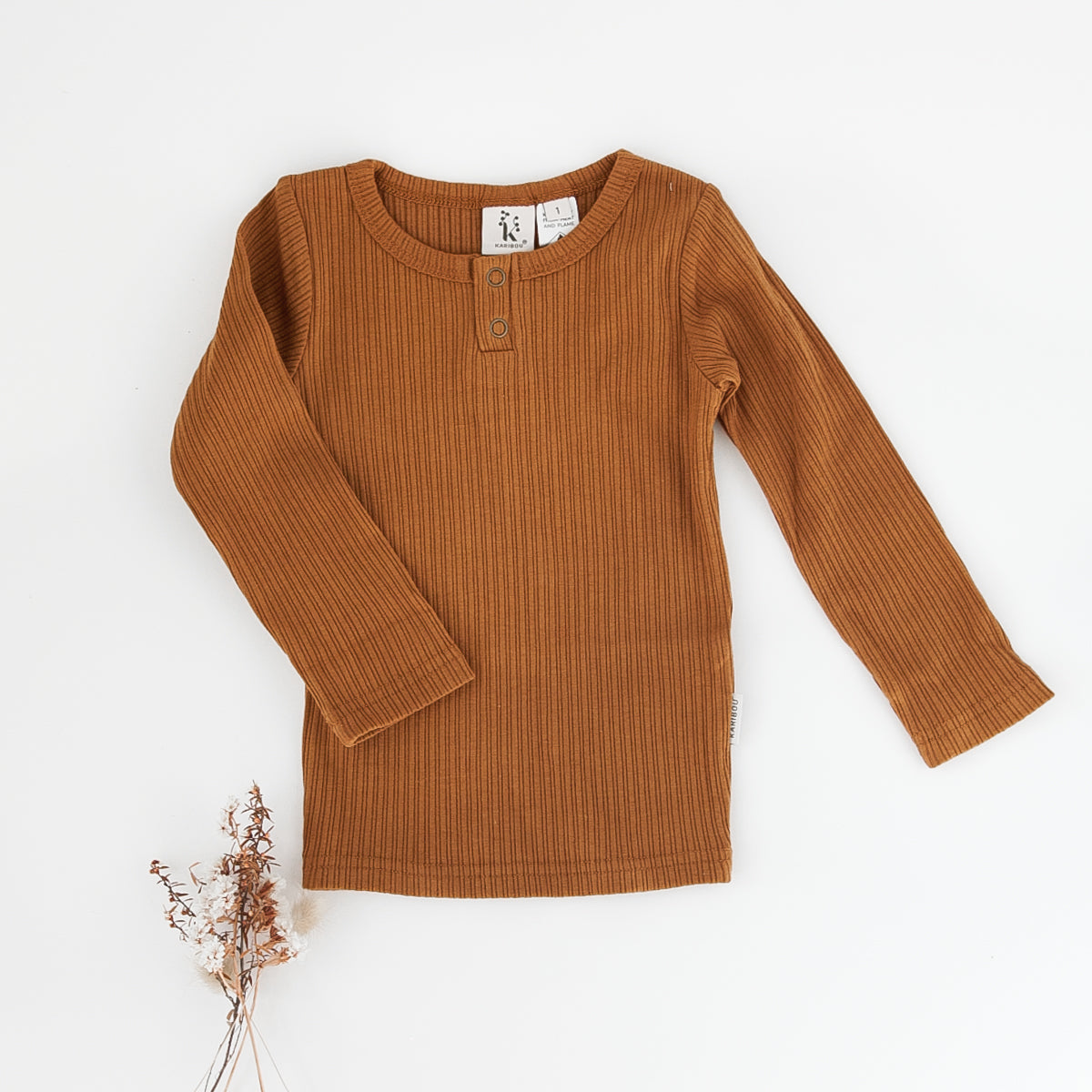 Willow Long Sleeve Henley Cotton Top - Antique Gold