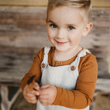 Willow Long Sleeve Henley Cotton Top - Antique Gold