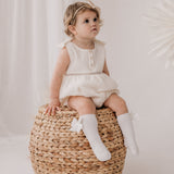 Knee-high Luxe Cable Knit Socks with Bows - White