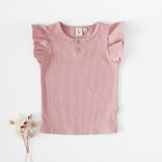 Karibou - Girls Keira Ribbed Flutter Sleeve Top - Blush