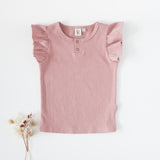 Karibou - Girls Keira Ribbed Flutter Sleeve Top - Blush