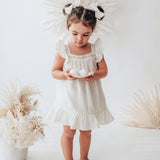 Skylah Pinwheel Linen Bow - Cookie Dough