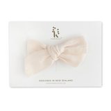 Skylah Pinwheel Linen Bow - Cookie Dough