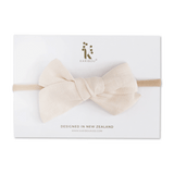 Skylah Pinwheel Linen Bow - Cookie Dough