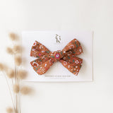 Poppy Cotton Bow Headband - Burnt Orange Floral